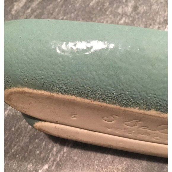 VTG Mid Century S. Ballard Vermont Blue Green Glazed Art Pottery Dish Tray 11” - Picture 5 of 6